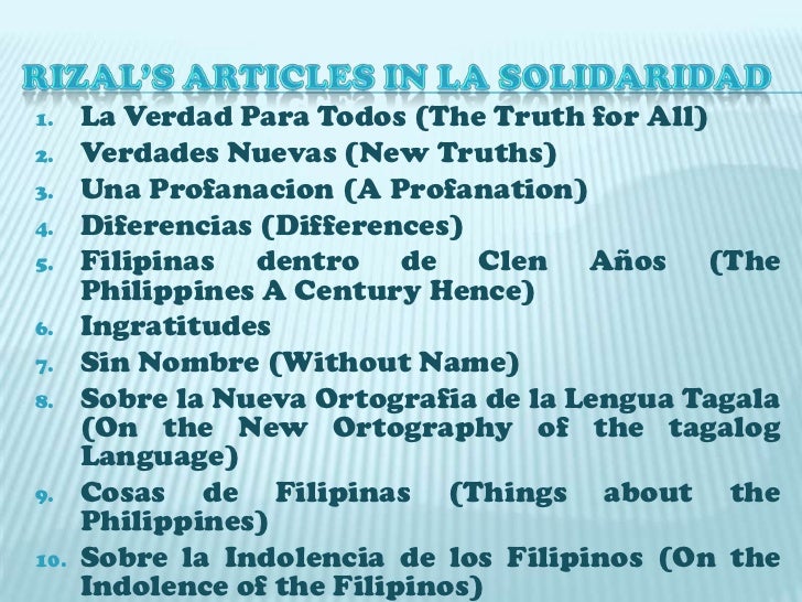 rizal as essayist la verdad para todos (the truth for all) essay